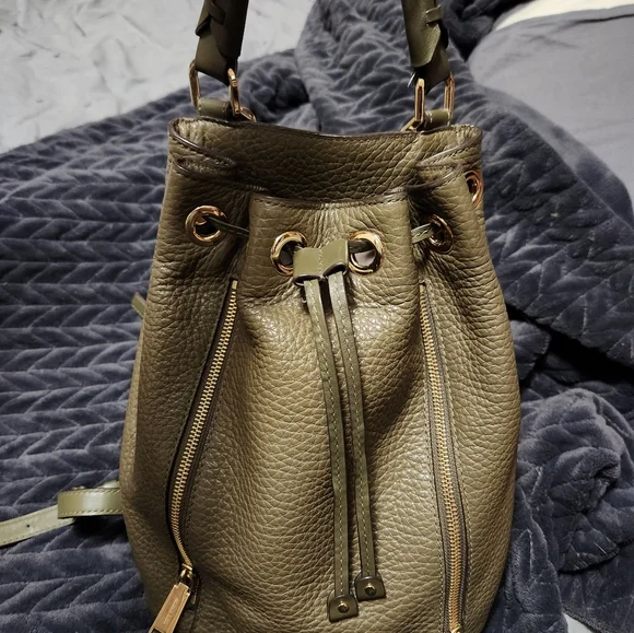 MK Backpack purse, dark green. Michael Kors Erin Medium Studded Leather Backpack Racing Green main image 4